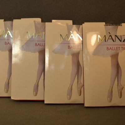 Ballet Tights Convertible Girls Size 4 NATURAL 13# Manzi 40 Den  Lot of 4 NIP